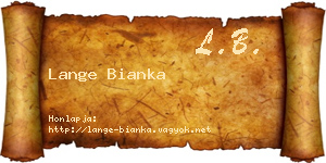 Lange Bianka névjegykártya
